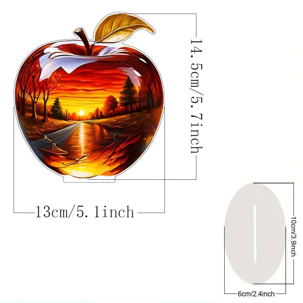 2D Acrylic Apple Landscape Desktop Decoration Ornament Home Living Room Entrance Tabletop Decoration Office Table Ornament