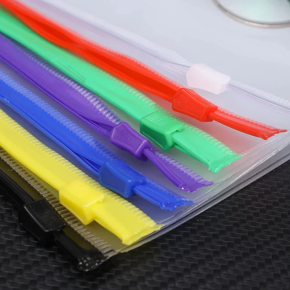 2/6/12Pcs Waterproof A6 6-Hole Binder Pockets Waterproof PVC Cash Budget Envelopes Zipper Binder Pouches for Notebook Planner