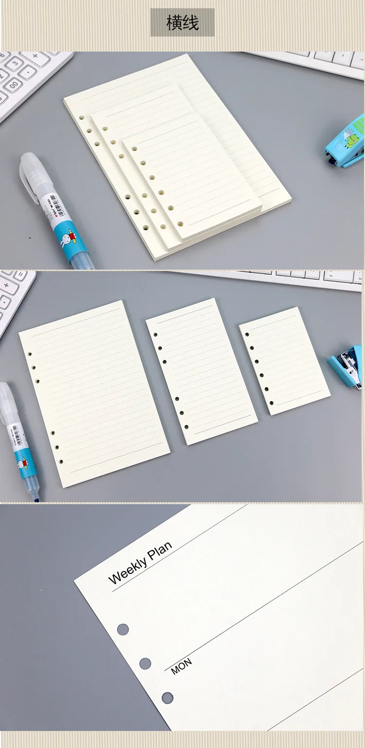 45 Pieces A5 A6 A7 6ring Loose Leaf Notebook Refill Binder Inner Page Budget Weekly Monthly To Do Line Dot Grid Paper Stationery
