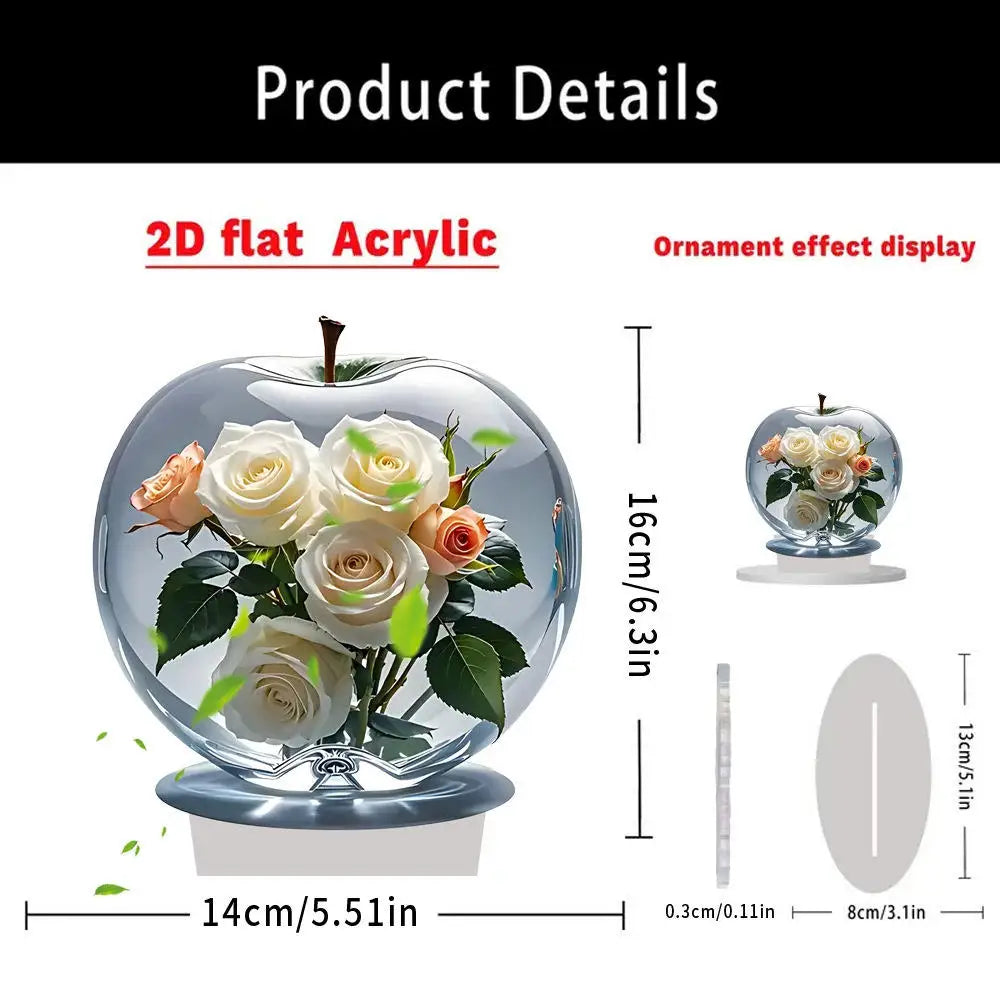 2D Acrylic Apple Landscape Desktop Decoration Ornament Home Living Room Entrance Tabletop Decoration Office Table Ornament