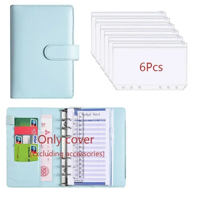 2026 A6 Binder Budget PU Leather PlannerPockets Expense Budget Sheets Notebook Cash Envelope Organizer System with Clear Zipper